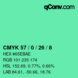 Color code: CMYK 57 / 0 / 26 / 8 | qconv.com