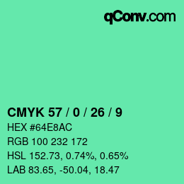 カラーコード: CMYK 57 / 0 / 26 / 9 | qconv.com