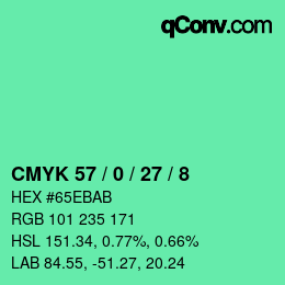Color code: CMYK 57 / 0 / 27 / 8 | qconv.com
