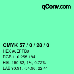 颜色代码: CMYK 57 / 0 / 28 / 0 | qconv.com