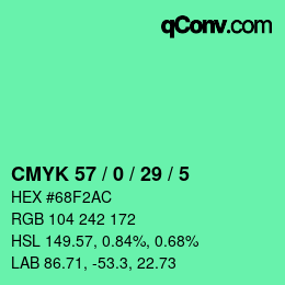 Color code: CMYK 57 / 0 / 29 / 5 | qconv.com