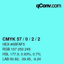 カラーコード: CMYK 57 / 0 / 2 / 2 | qconv.com