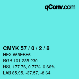 カラーコード: CMYK 57 / 0 / 2 / 8 | qconv.com