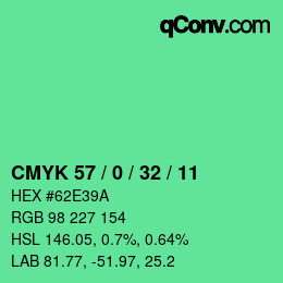 Color code: CMYK 57 / 0 / 32 / 11 | qconv.com