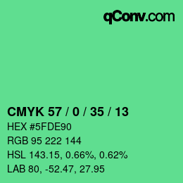 Color code: CMYK 57 / 0 / 35 / 13 | qconv.com