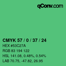Color code: CMYK 57 / 0 / 37 / 24 | qconv.com