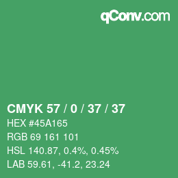 カラーコード: CMYK 57 / 0 / 37 / 37 | qconv.com