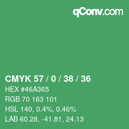 カラーコード: CMYK 57 / 0 / 38 / 36 | qconv.com