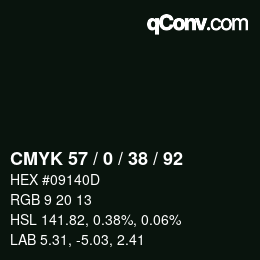 Farbcode: CMYK 57 / 0 / 38 / 92 | qconv.com