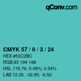 Color code: CMYK 57 / 0 / 3 / 24 | qconv.com