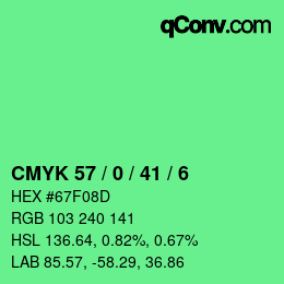 颜色代码: CMYK 57 / 0 / 41 / 6 | qconv.com