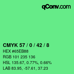 颜色代码: CMYK 57 / 0 / 42 / 8 | qconv.com