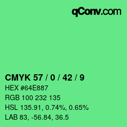 カラーコード: CMYK 57 / 0 / 42 / 9 | qconv.com