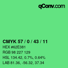 Color code: CMYK 57 / 0 / 43 / 11 | qconv.com