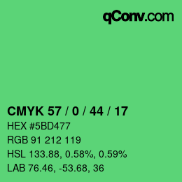 颜色代码: CMYK 57 / 0 / 44 / 17 | qconv.com