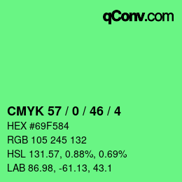 颜色代码: CMYK 57 / 0 / 46 / 4 | qconv.com