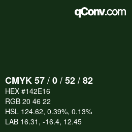Color code: CMYK 57 / 0 / 52 / 82 | qconv.com