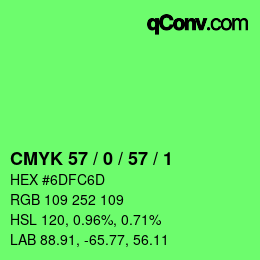 カラーコード: CMYK 57 / 0 / 57 / 1 | qconv.com