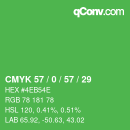 颜色代码: CMYK 57 / 0 / 57 / 29 | qconv.com