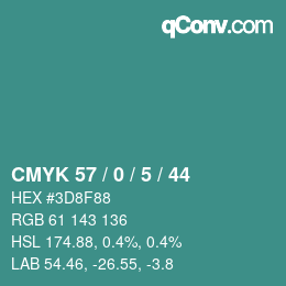 颜色代码: CMYK 57 / 0 / 5 / 44 | qconv.com