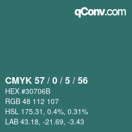 Color code: CMYK 57 / 0 / 5 / 56 | qconv.com