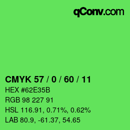 カラーコード: CMYK 57 / 0 / 60 / 11 | qconv.com