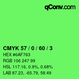 颜色代码: CMYK 57 / 0 / 60 / 3 | qconv.com