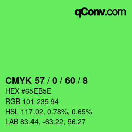 Color code: CMYK 57 / 0 / 60 / 8 | qconv.com