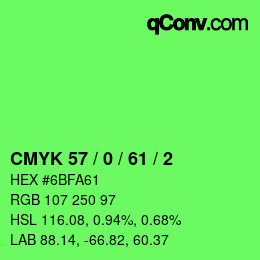 Farbcode: CMYK 57 / 0 / 61 / 2 | qconv.com