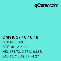 カラーコード: CMYK 57 / 0 / 6 / 8 | qconv.com