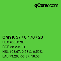 Color code: CMYK 57 / 0 / 70 / 20 | qconv.com
