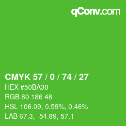 Color code: CMYK 57 / 0 / 74 / 27 | qconv.com