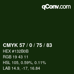 Color code: CMYK 57 / 0 / 75 / 83 | qconv.com