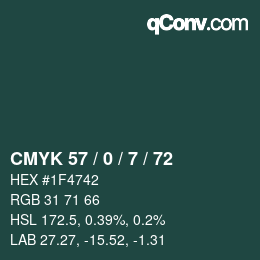 Color code: CMYK 57 / 0 / 7 / 72 | qconv.com