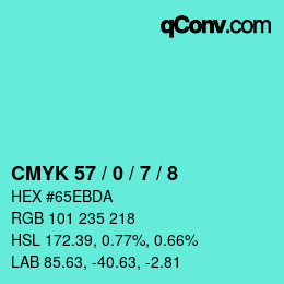 カラーコード: CMYK 57 / 0 / 7 / 8 | qconv.com