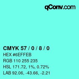 Código de color: CMYK 57 / 0 / 8 / 0 | qconv.com