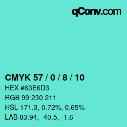 カラーコード: CMYK 57 / 0 / 8 / 10 | qconv.com
