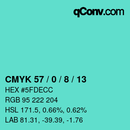 カラーコード: CMYK 57 / 0 / 8 / 13 | qconv.com