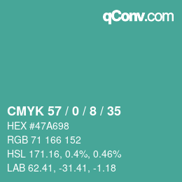 Código de color: CMYK 57 / 0 / 8 / 35 | qconv.com
