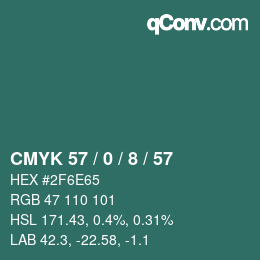 Color code: CMYK 57 / 0 / 8 / 57 | qconv.com