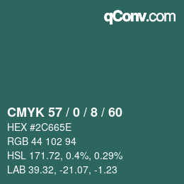 カラーコード: CMYK 57 / 0 / 8 / 60 | qconv.com