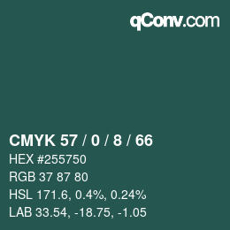 Color code: CMYK 57 / 0 / 8 / 66 | qconv.com