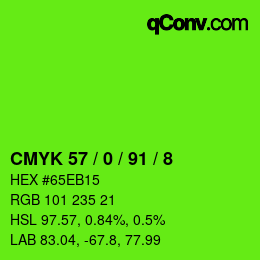 カラーコード: CMYK 57 / 0 / 91 / 8 | qconv.com