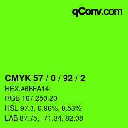 カラーコード: CMYK 57 / 0 / 92 / 2 | qconv.com