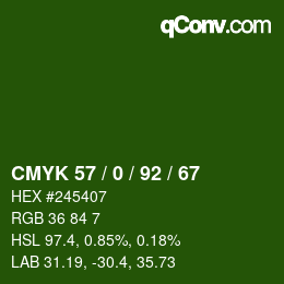 颜色代码: CMYK 57 / 0 / 92 / 67 | qconv.com