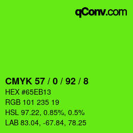 カラーコード: CMYK 57 / 0 / 92 / 8 | qconv.com