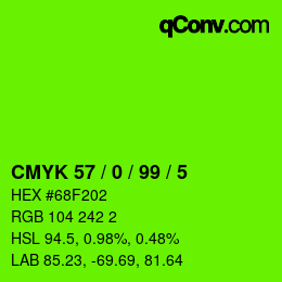 Farbcode: CMYK 57 / 0 / 99 / 5 | qconv.com