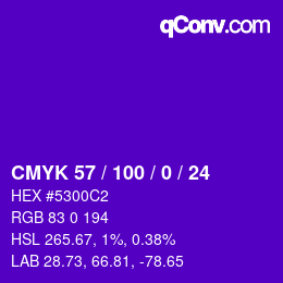 カラーコード: CMYK 57 / 100 / 0 / 24 | qconv.com