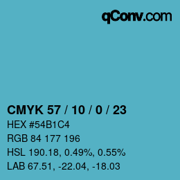 Color code: CMYK 57 / 10 / 0 / 23 | qconv.com