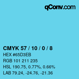 颜色代码: CMYK 57 / 10 / 0 / 8 | qconv.com
